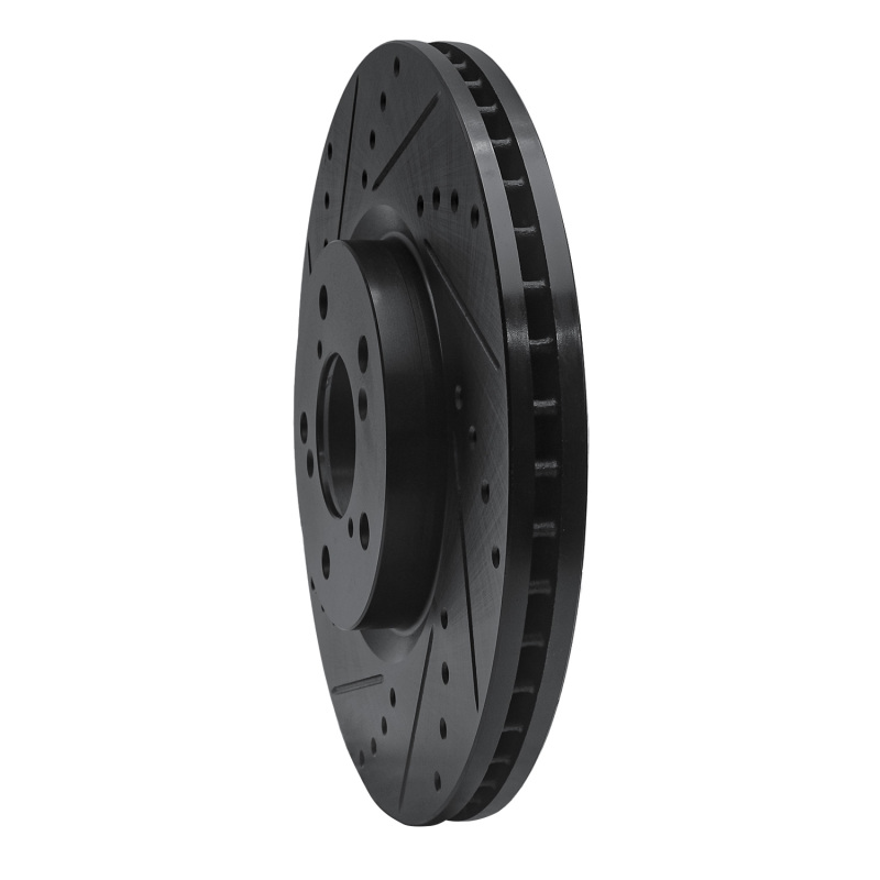 Acura MDX Brake Rotor (1) - Front Left - R1 Concepts - Drilled & Slotted - Black - `07-`20